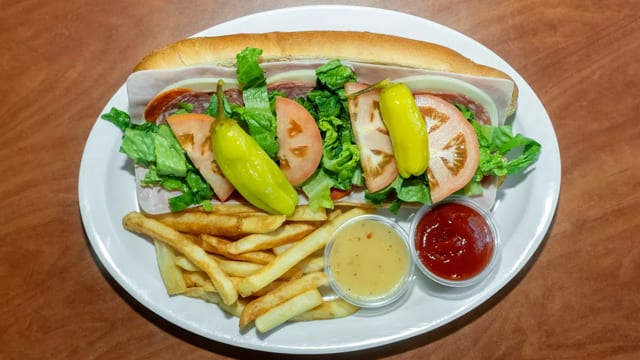 HOT ITALIAN SANDWICH W/ FRIES.