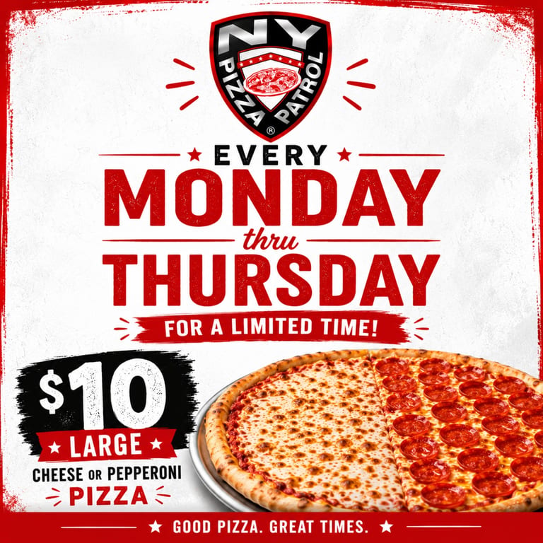 Monday - Thursday $10 Pizza